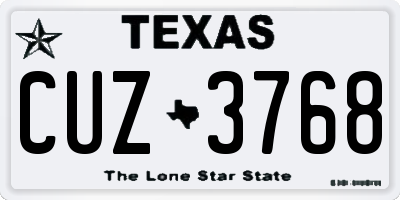 TX license plate CUZ3768