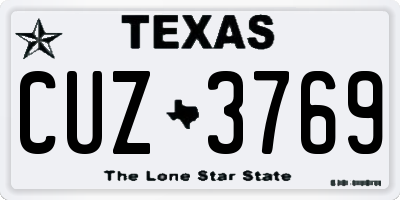 TX license plate CUZ3769
