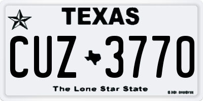TX license plate CUZ3770
