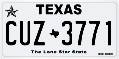 TX license plate CUZ3771