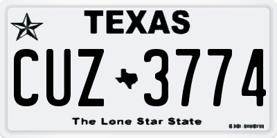 TX license plate CUZ3774