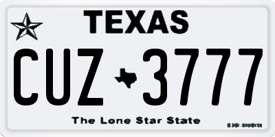 TX license plate CUZ3777