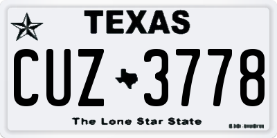 TX license plate CUZ3778