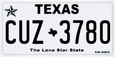 TX license plate CUZ3780