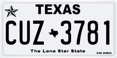 TX license plate CUZ3781