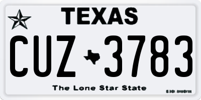 TX license plate CUZ3783