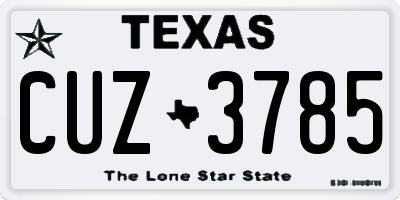 TX license plate CUZ3785