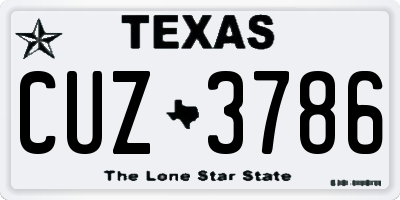 TX license plate CUZ3786
