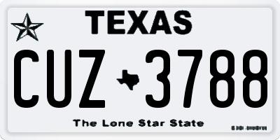 TX license plate CUZ3788