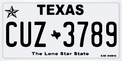 TX license plate CUZ3789