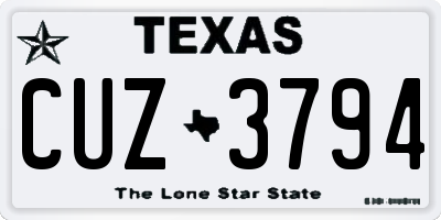 TX license plate CUZ3794