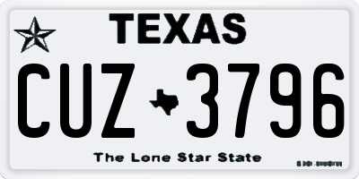 TX license plate CUZ3796