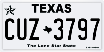 TX license plate CUZ3797