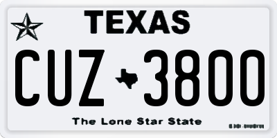 TX license plate CUZ3800