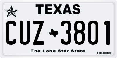 TX license plate CUZ3801