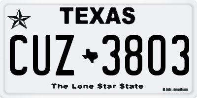 TX license plate CUZ3803