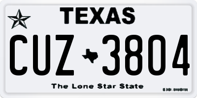 TX license plate CUZ3804