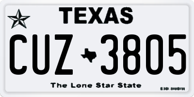 TX license plate CUZ3805
