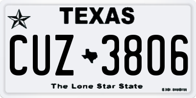 TX license plate CUZ3806