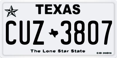 TX license plate CUZ3807