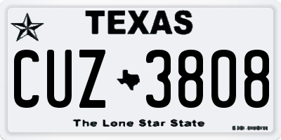 TX license plate CUZ3808