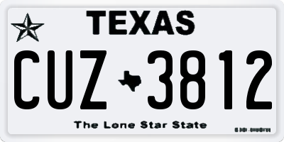TX license plate CUZ3812
