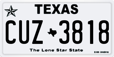 TX license plate CUZ3818