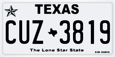 TX license plate CUZ3819