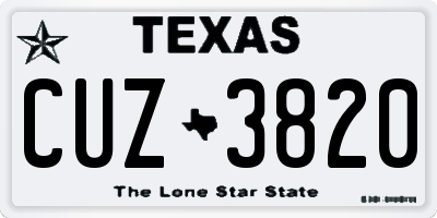 TX license plate CUZ3820