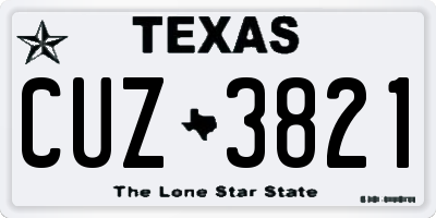 TX license plate CUZ3821