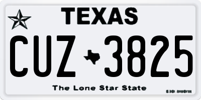 TX license plate CUZ3825