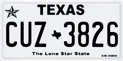 TX license plate CUZ3826
