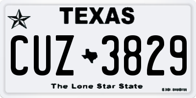 TX license plate CUZ3829