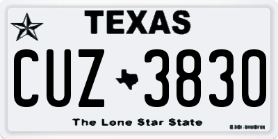 TX license plate CUZ3830