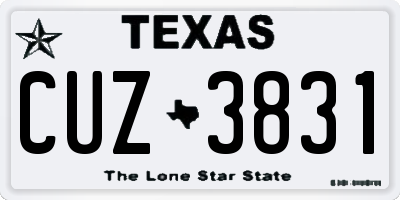 TX license plate CUZ3831