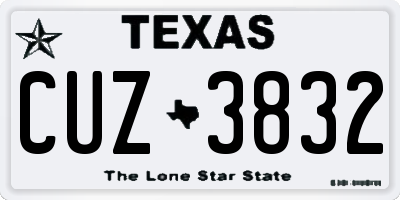 TX license plate CUZ3832