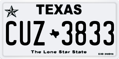 TX license plate CUZ3833