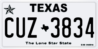 TX license plate CUZ3834