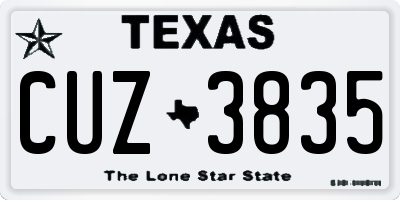 TX license plate CUZ3835