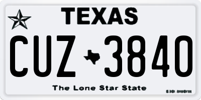 TX license plate CUZ3840