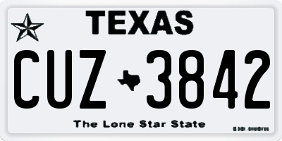 TX license plate CUZ3842