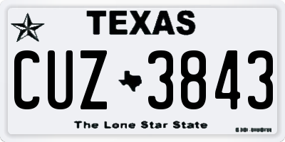 TX license plate CUZ3843