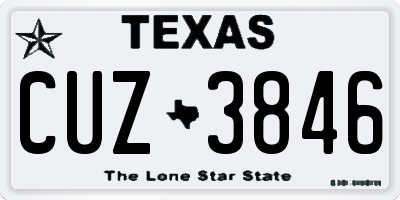 TX license plate CUZ3846