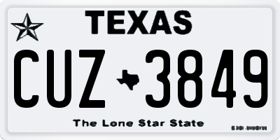 TX license plate CUZ3849