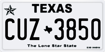 TX license plate CUZ3850