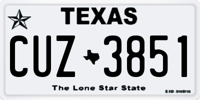 TX license plate CUZ3851