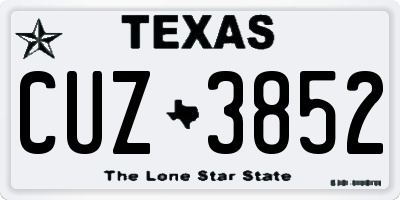 TX license plate CUZ3852