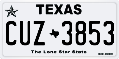 TX license plate CUZ3853