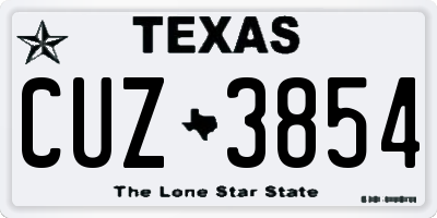 TX license plate CUZ3854