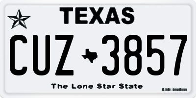 TX license plate CUZ3857
